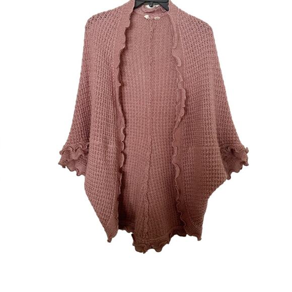 Anthropologie Moth Pink Crochet Knit Open Cardigan Sweater Size XS - Picture 2 of 9